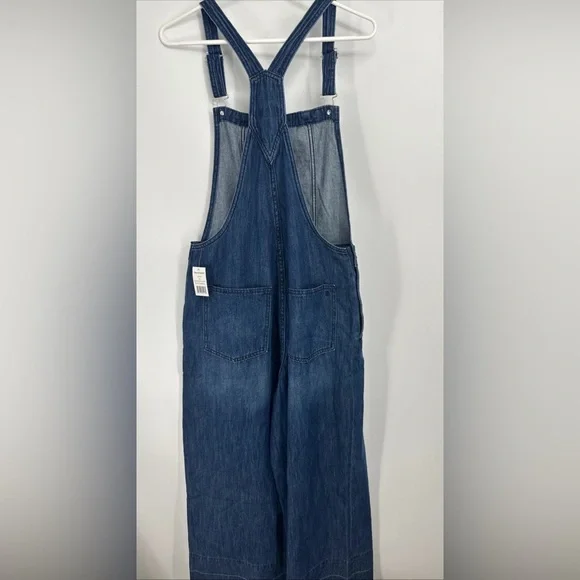 Juicy Couture Release Hem Crop Wide Leg Nonstretch Denim Overalls Sz XL - Picture 7 of 7